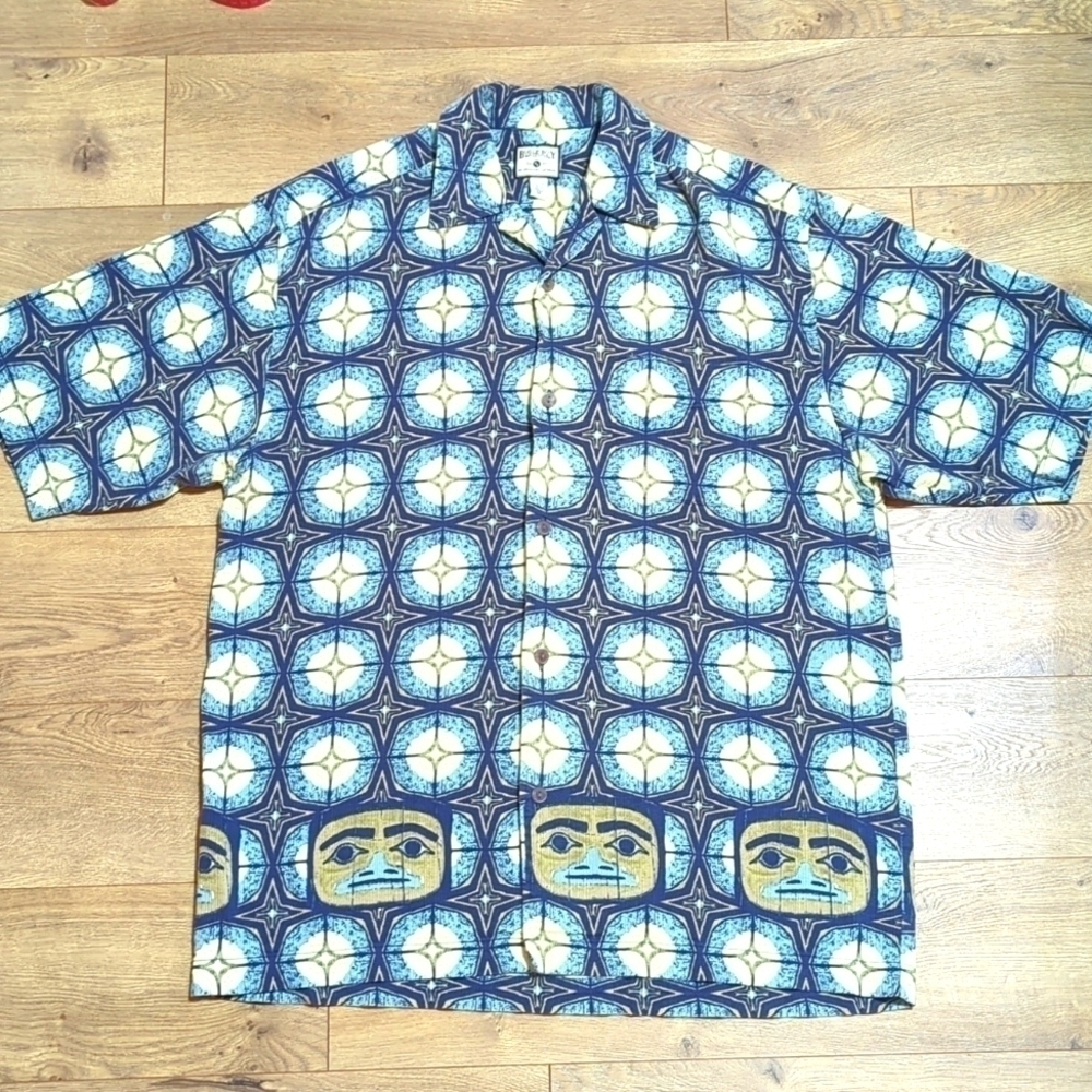 Bugle Boy Tribal Geometric Printed Relaxed Casual Shirt M